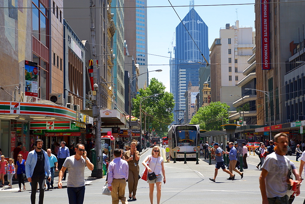 Busy City Centre street, Melbourne, Victoria, Australia, Pacific