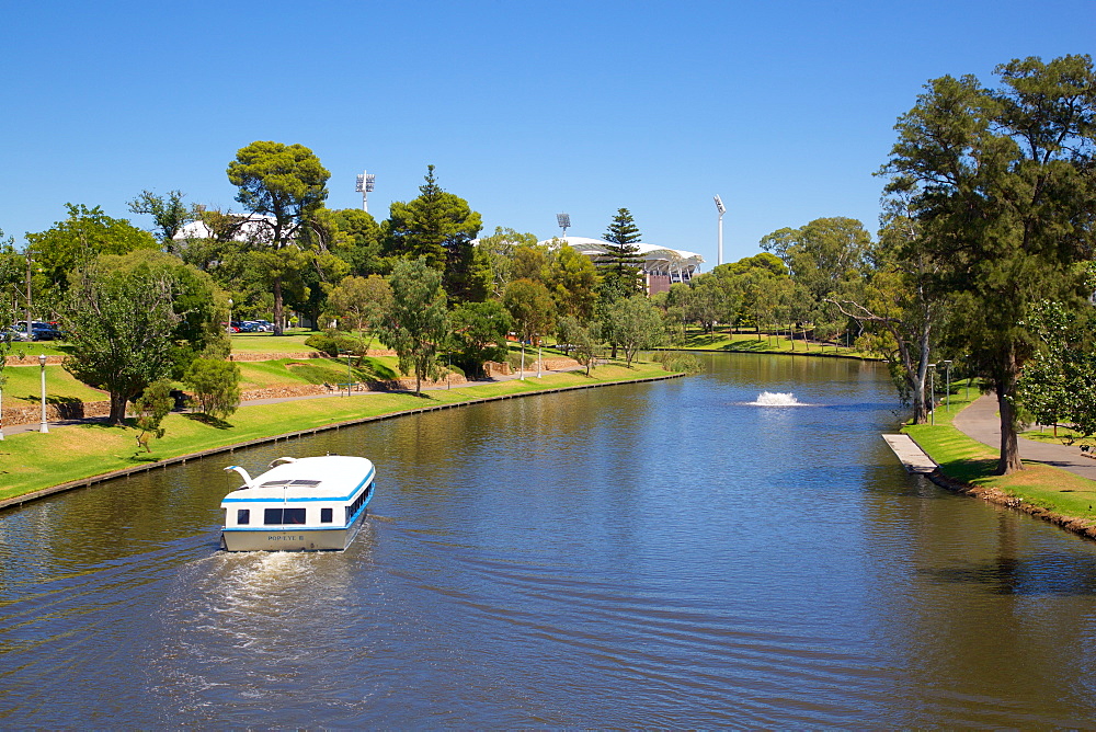 River Torrens and 'Popeye' boat from Foot Bridge, Adelaide, South Australia, Oceania