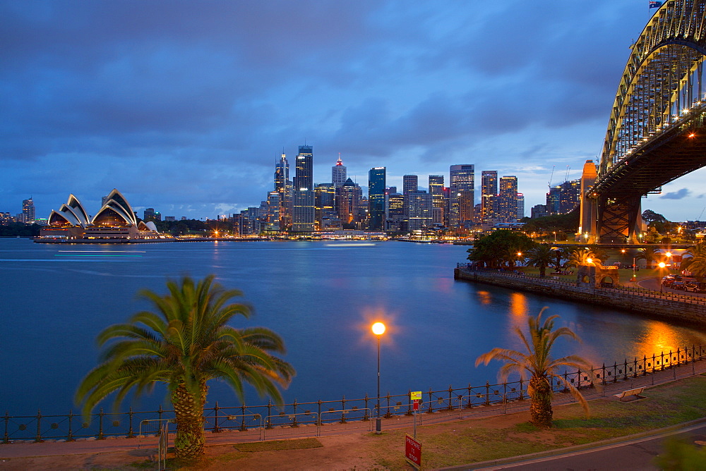 Opera House and Harbour Bridge from North Sydney, Sydney, New South Wales, Australia, Oceania