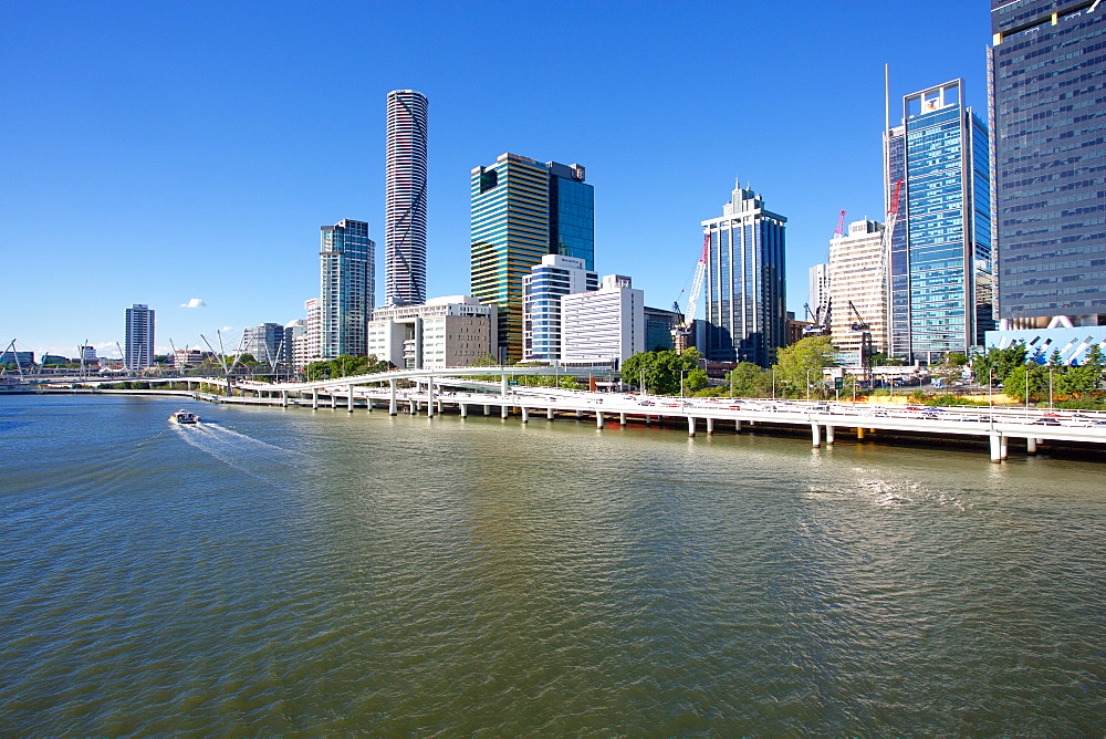 City Skyline from Victoria Bridge, Brisbane, Queensland, Australia, Oceania