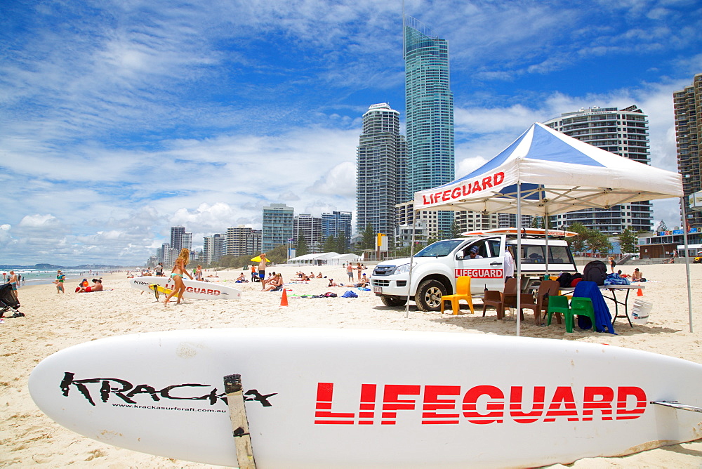 Surfers Paradise and Lifeguard Station, Gold Coast, Brisbane, Queensland, Australia, Oceania