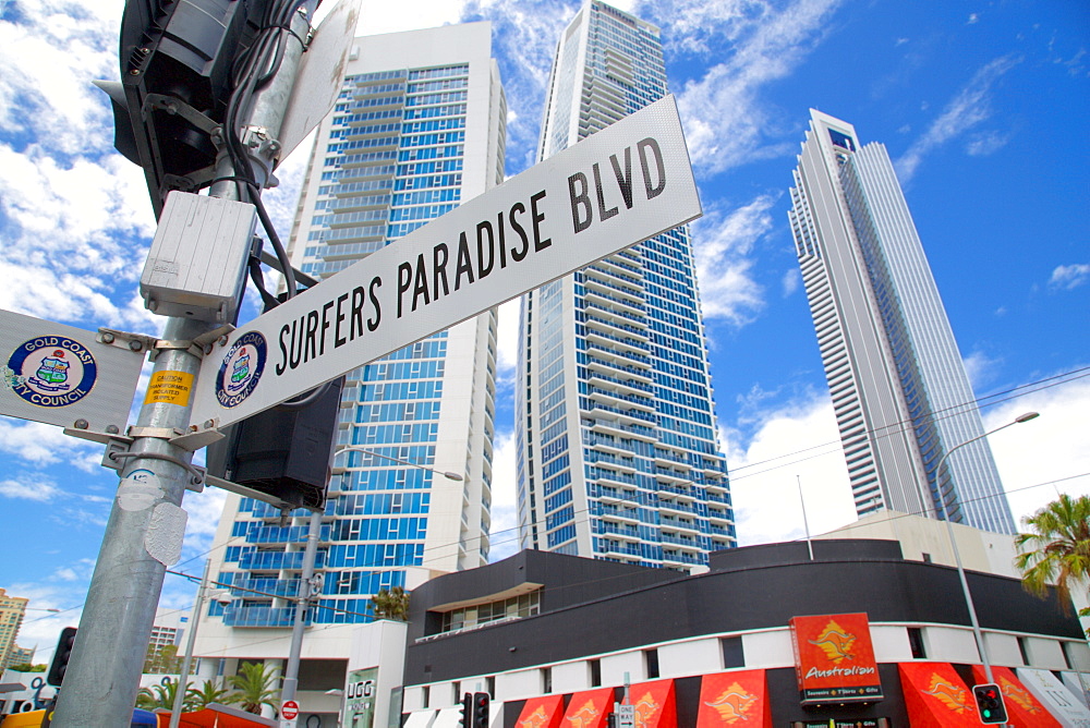 Surfers Paradise Boulevard Sign, Gold Coast, Queensland, Australia, Oceania