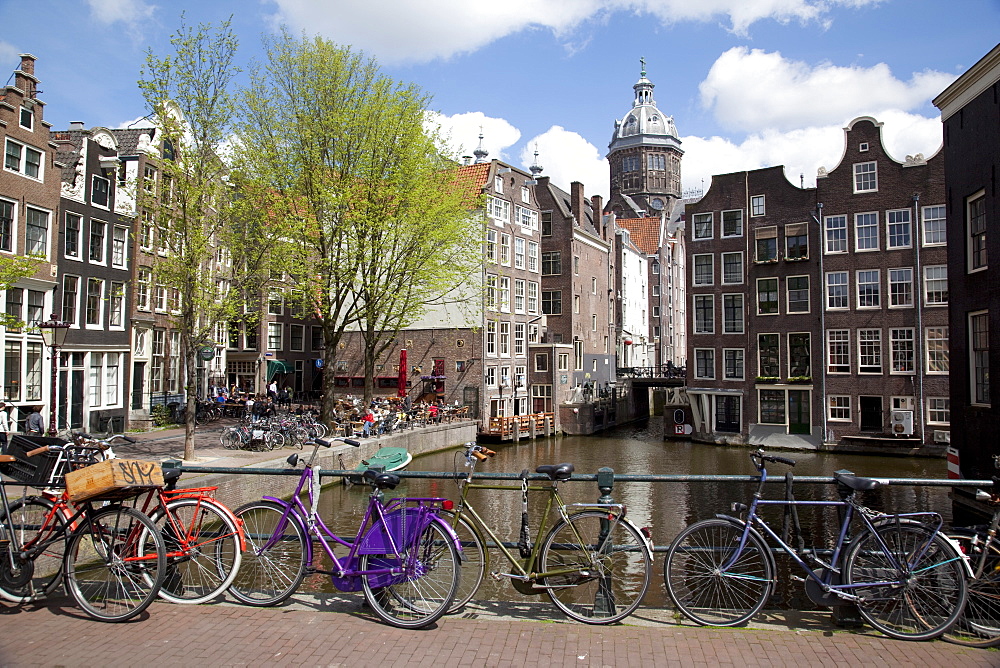 Voorburgwal Canal and Nicolaaskirk, Amsterdam, Holland, Europe