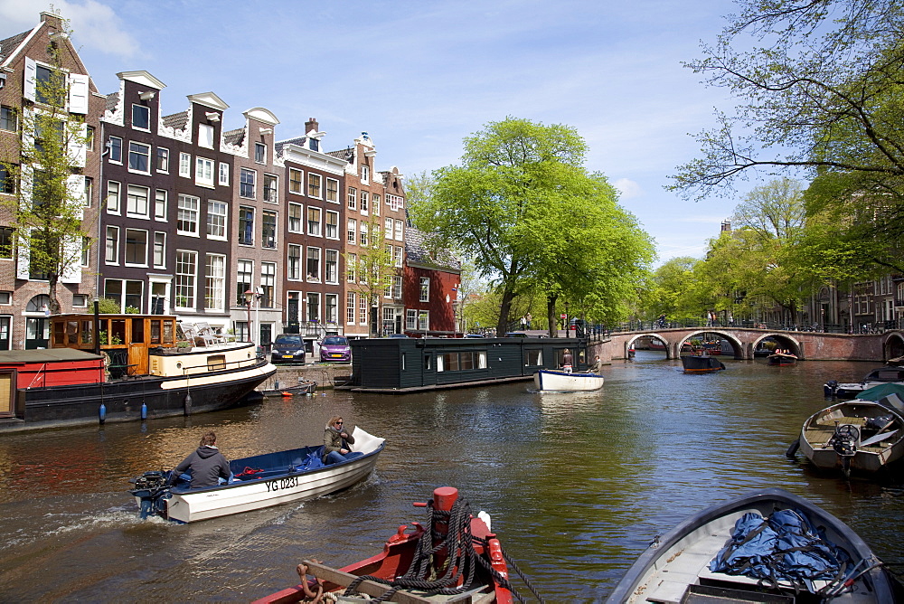 Canal and boats, Amsterdam, Holland, Europe