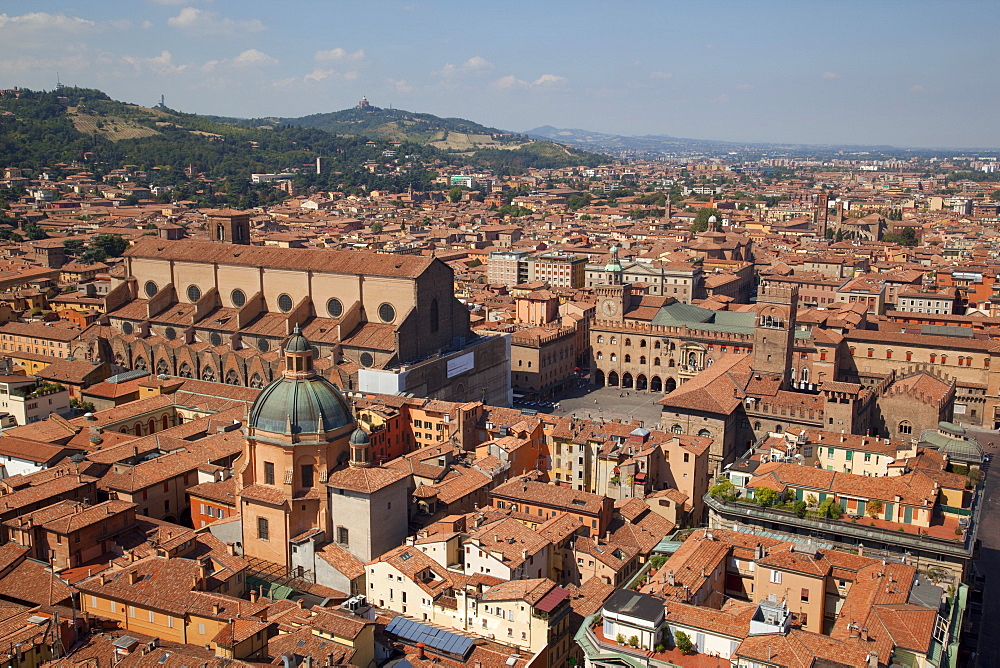 View from the Two Towers of Piazza di Porta Ravegnana, Bologna, Emilia Romagna, Italy, Europe