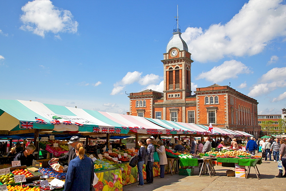 Market Hall and market stalls, Chesterfield, Derbyshire, England, United Kingdom, Europe