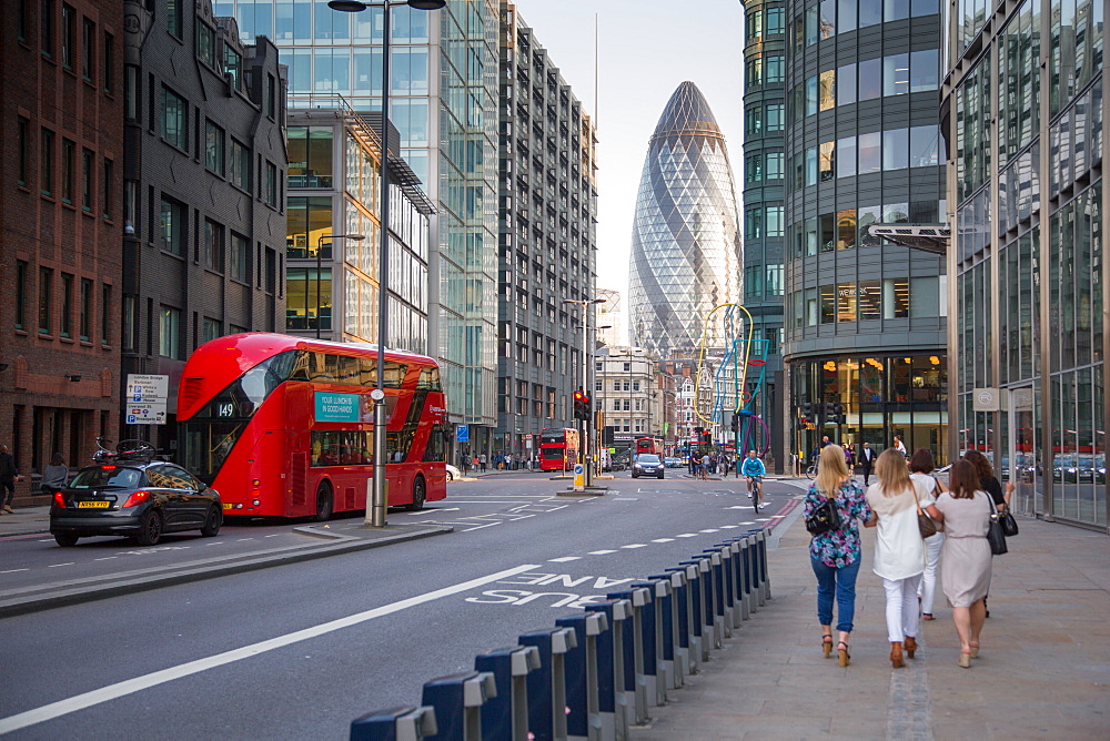 Bishopsgate and The Gerkin, Shoreditch, London, England, United Kingdom, Europe