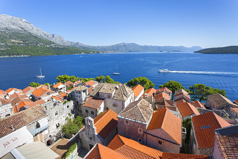 View from Katedrala Svetog Marka, in Korcula Town, Korcula, Dalmatia, Croatia, Europe