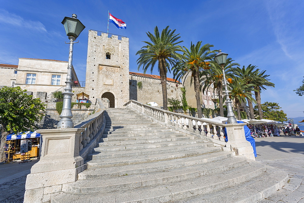 Town Gate, Korcula Town, Korcula, Dalmatia, Croatia, Europe