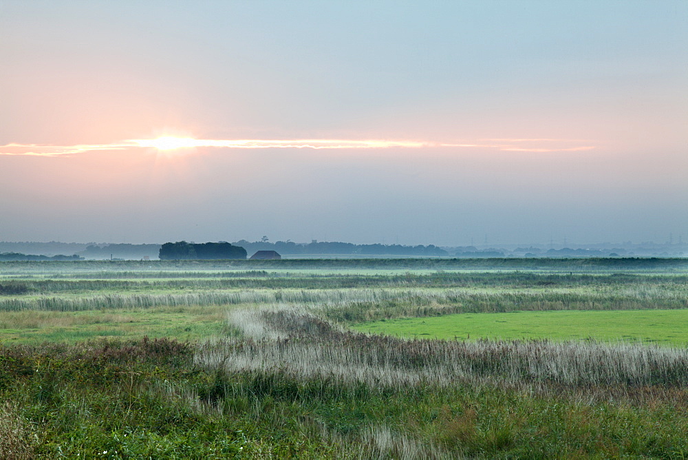 Sunset at Aldeburgh Marshes, Suffolk, England, United Kingdom, Europe