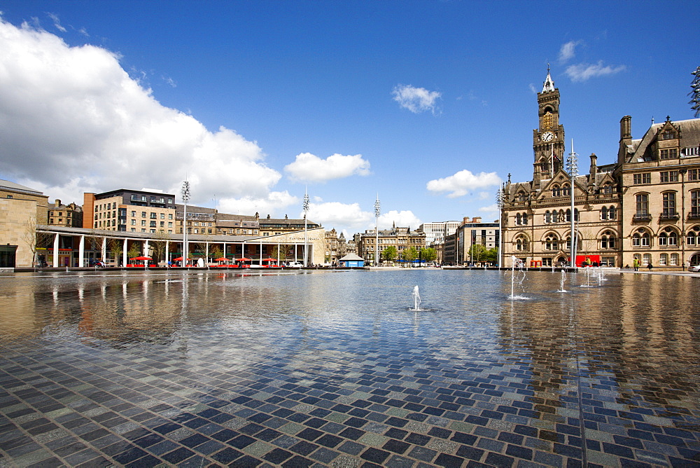 City Park Fountains and City Hall, Bradford, West Yorkshire, England