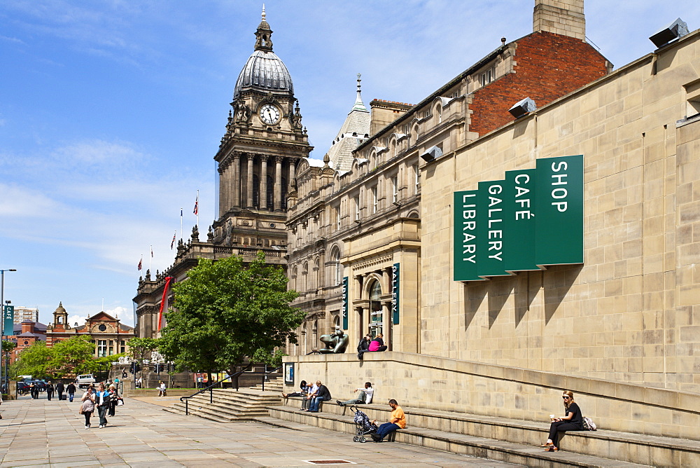 Leeds Library and Town Hall on The Headrow, Leeds, West Yorkshire, Yorkshire, England, United Kingdom, Europe