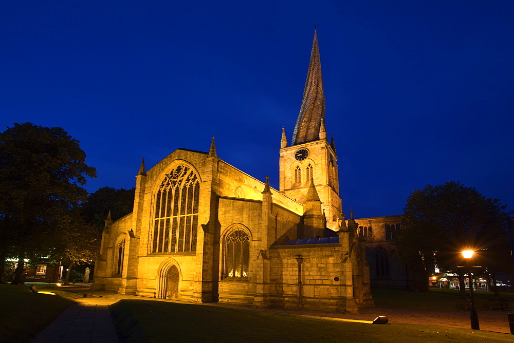 The Crooked Spire at the Parish Church of St. Mary and All Saints, Chesterfield, Derbyshire, England, United Kingdom, Europe