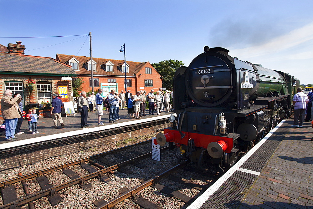 Pacfic Class Steam Locomotive Tornado visiting Sheringham on the Poppy Line, North Norfolk Railway, Norfolk, England, United Kingdom, Europe