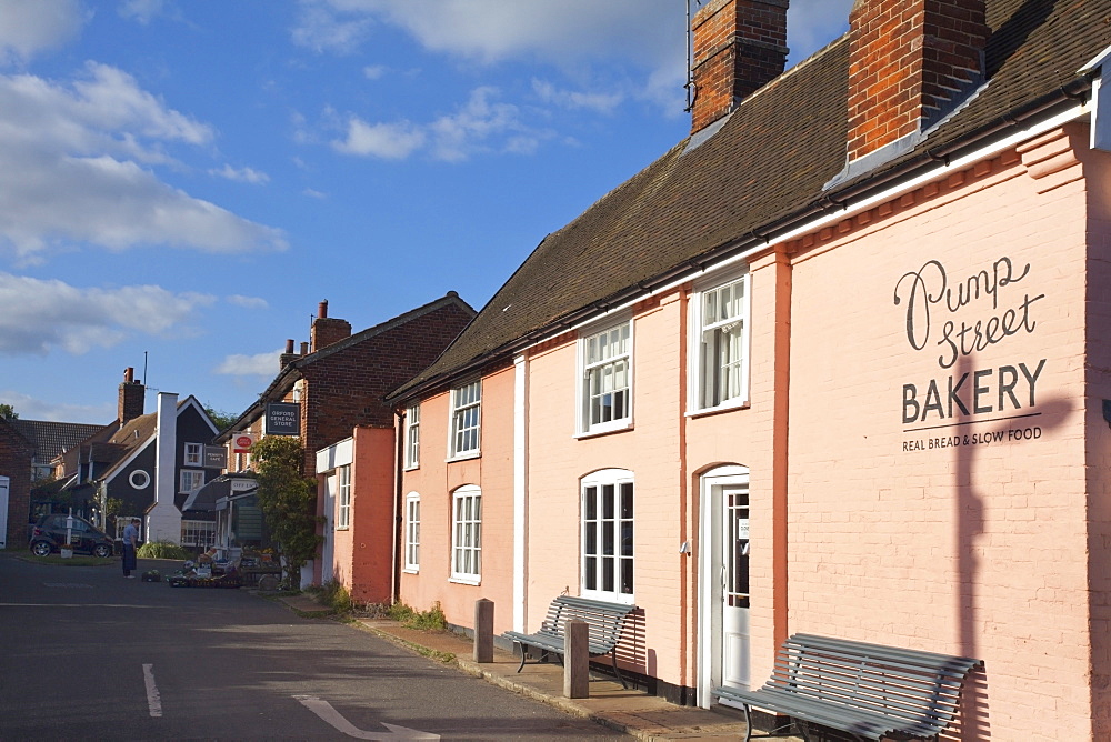 Bakery in a Suffolk Pink building on Pump Street, Orford, Suffolk, England, United Kingdom, Europe