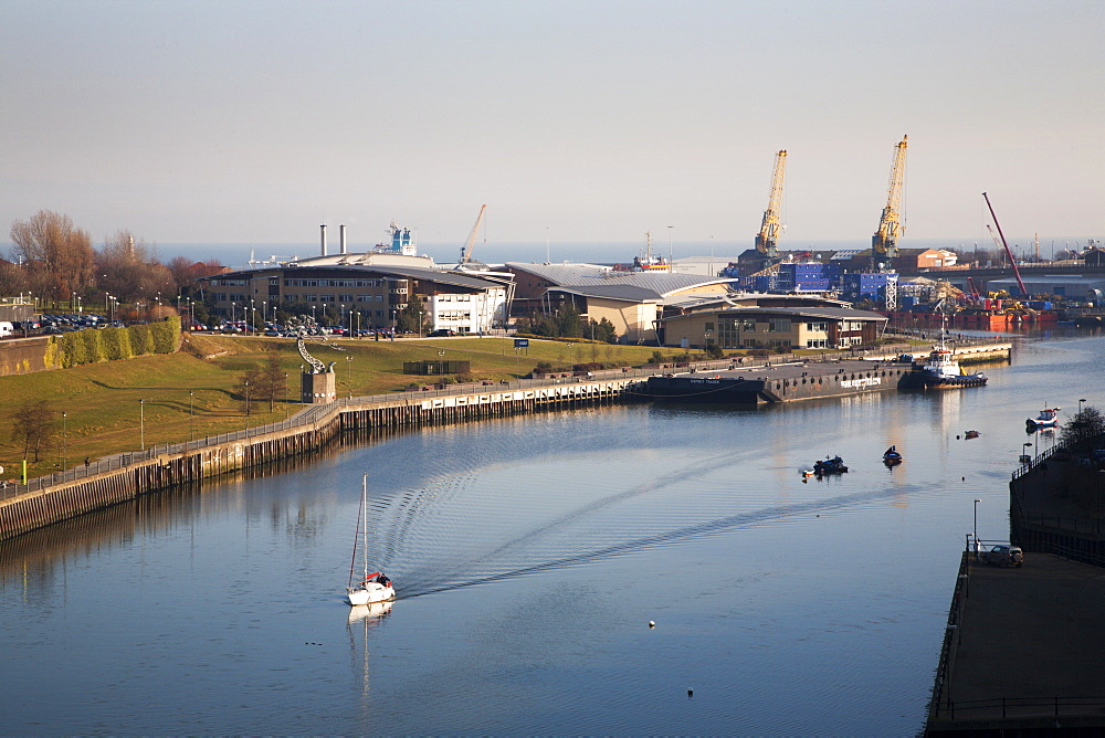 River Wear from Wearmouth Bridge, Sunderland, Tyne and Wear, England, United Kingdom, Europe