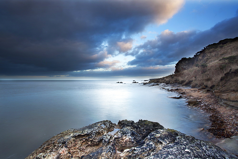 Fife coast at dusk near St. Andrews, Fife, Scotland, United Kingdom, Europe 