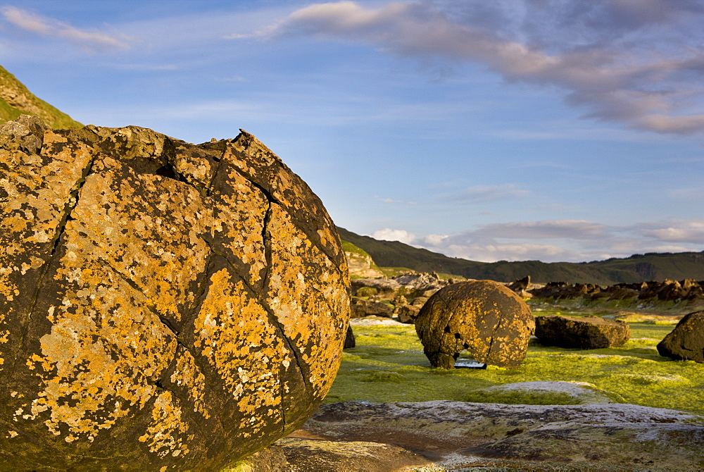 Giant egg-like rock formation on the Isle of Eigg, Scotland, United Kingdom, Europe