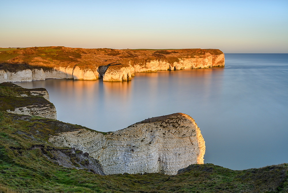 Sunrise over Selwicks Bay, Flamborough Head, East Yorkshire, Yorkshire, England, United Kingdom, Europe