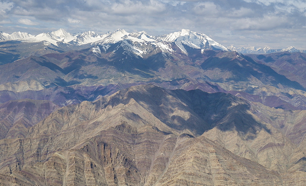 Flight over the Himalayas from Delhi to Leh, Himalayas, India, Asia