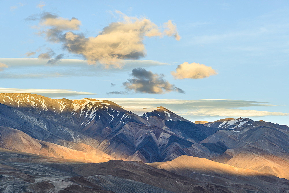 Incredible colours on patterns on the mountainous shores of Tso Moriri, Ladakh, India, Asia