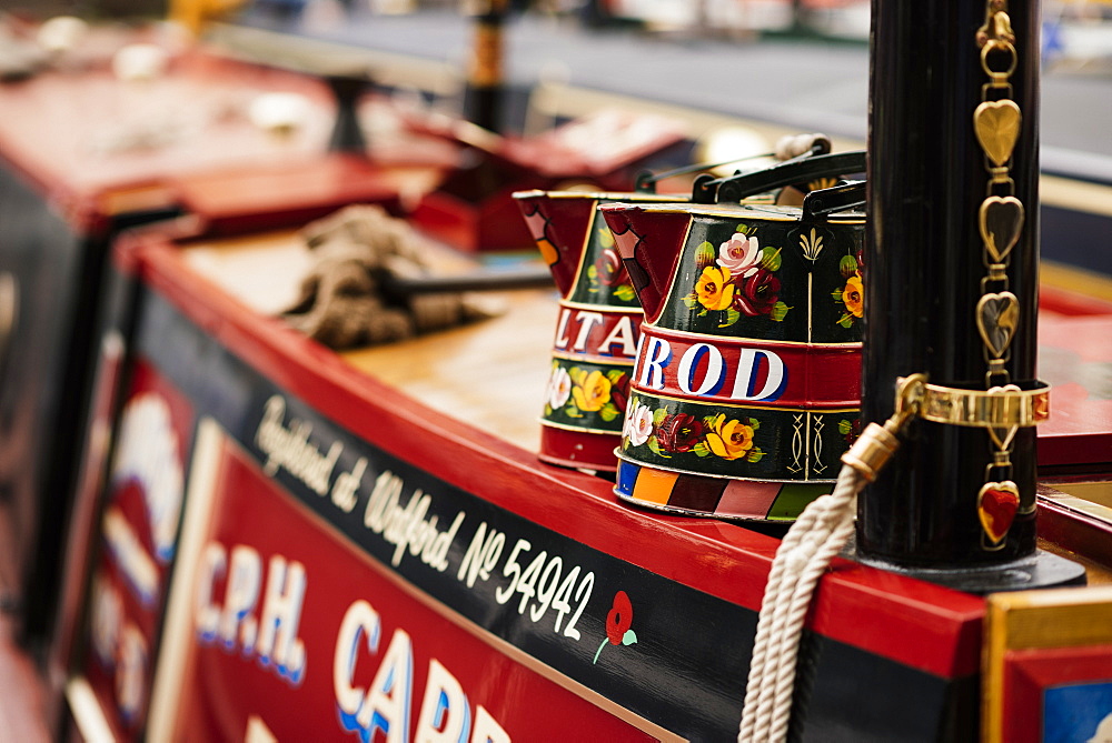 Detail of canal boat, Canal Cavalcade, Little Venice, London, England, United Kingdom, Europe