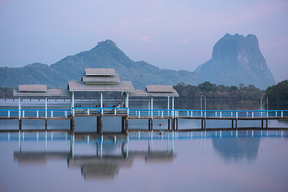 Thar Yar Lake at dusk, Hpa-an, Kayin State, Myanmar (Burma), Asia