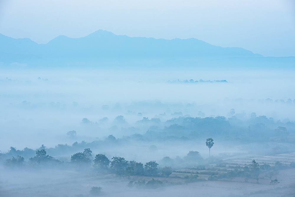 View from Kaw Gon Pagoda at dawn, Hpa-an, Kayin State, Myanmar (Burma), Asia