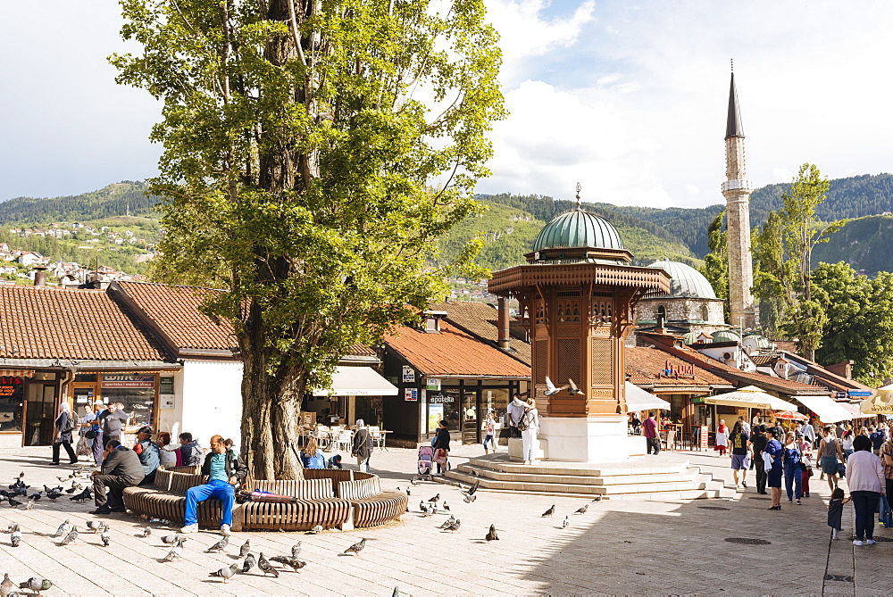 Pigeon Square, Old Town, Sarajevo, Bosnia and Hercegovina, Europe