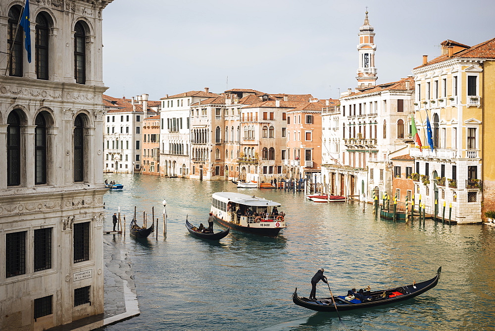 Gondolas on Grand Canal, Venice, UNESCO World Heritage Site, Veneto Province, Italy, Europe