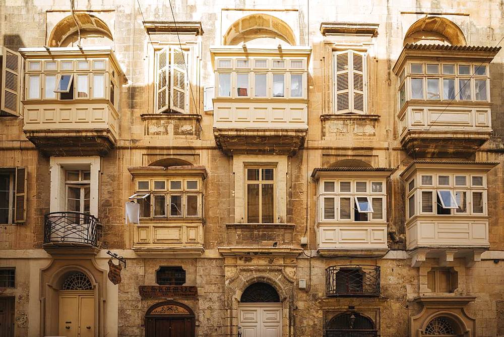 Traditional Maltese Balconies, Valletta, Malta, Europe