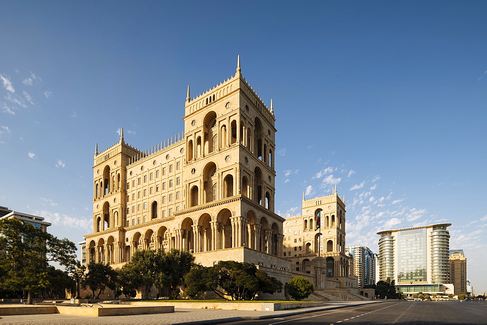 Exterior of House of Government, Freedom Square, Baku, Azerbaijan, Central Asia, Asia