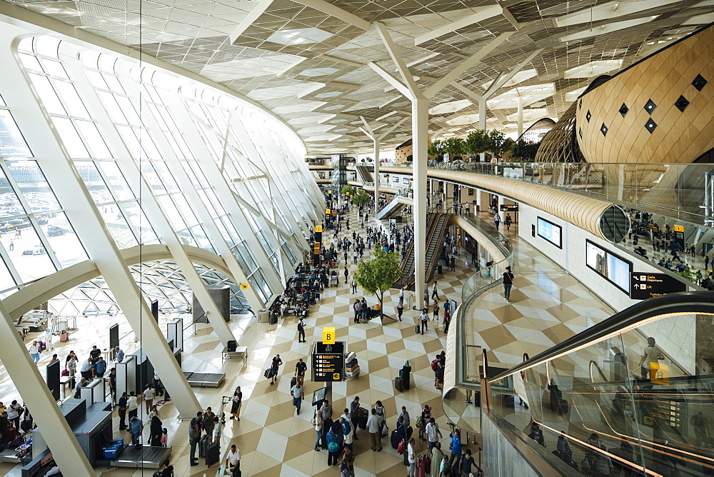 Interior of Heydar Aliyev International Airport, Baku, Azerbaijan, Central Asia, Asia