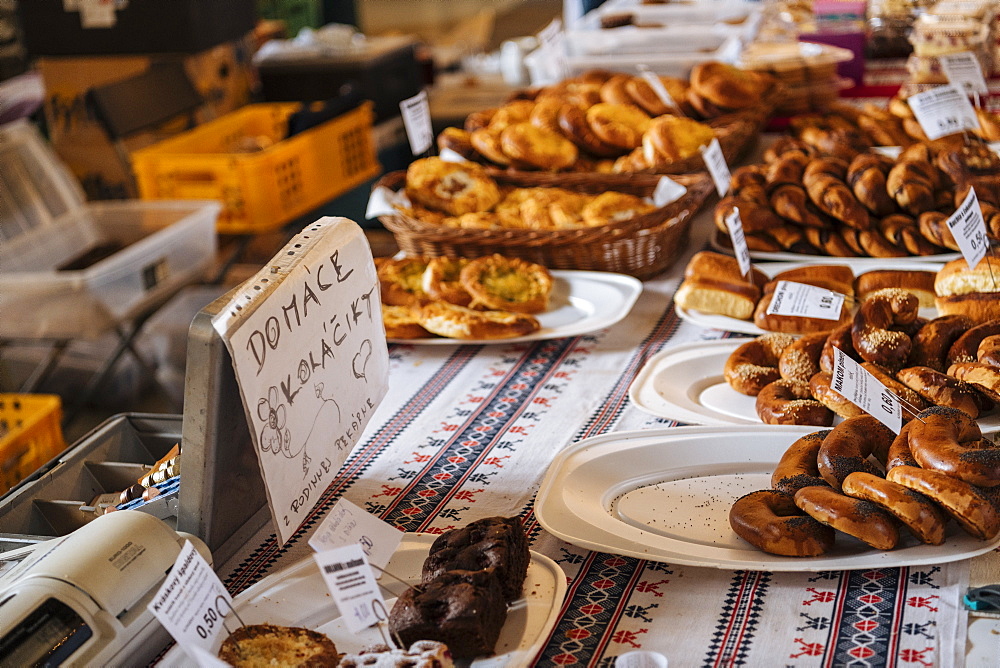 Bakery stall, Old Market, Old Town, Bratislava, Slovakia, Europe