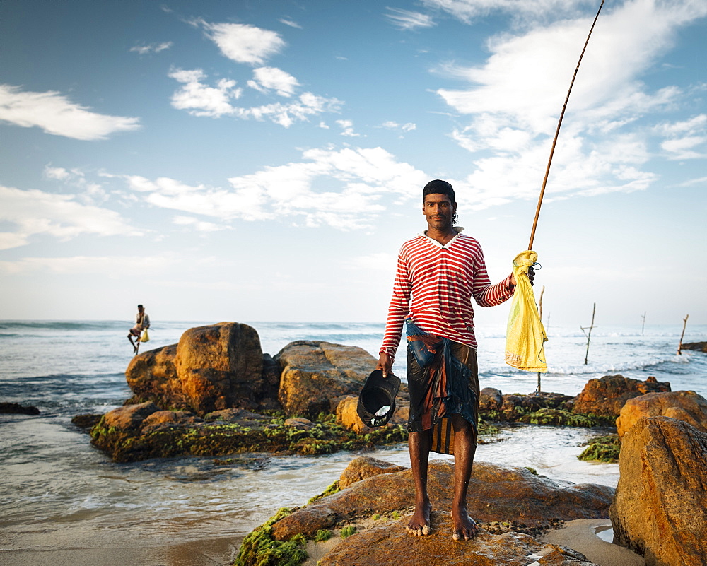 Portrait of Stilt Fisherman, Weligama, South Coast, Sri Lanka, Asia