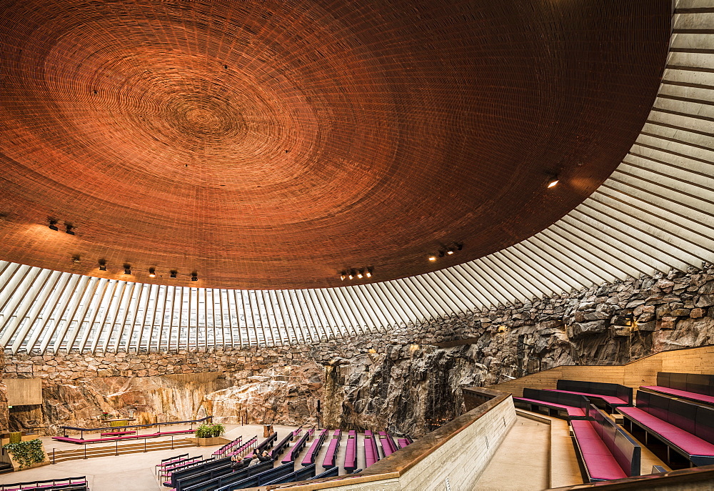 Interior of Temppeliaukion Church, Helsinki, Finland, Europe