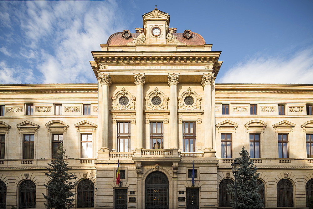 Exterior of The National Bank of Romania, Old Town Quarter of Lipscani, Bucharest, Romania, Europe