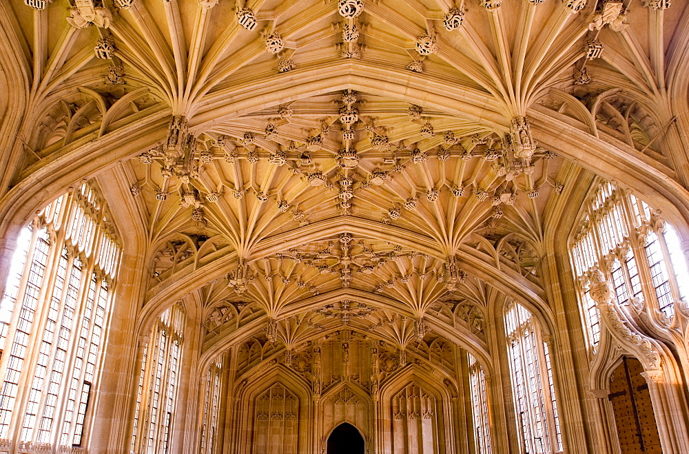 Bodleian Library interior, Oxford University, Oxford, Oxfordshire, England, United Kingdom, Europe