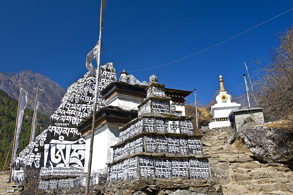 Mani Walls, Solu Khumbu Region, Nepal, Asia