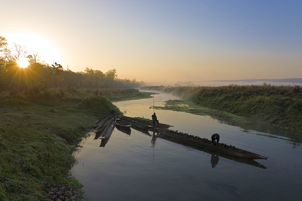 Dawn over Chitwan National Park, UNESCO World Heritage Site, Western Terai, Nepal, Asia