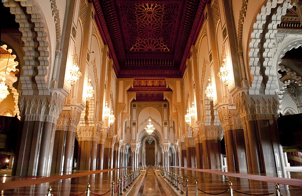 Interior of Hassan II Mosque, Casablanca, Morocco, Africa