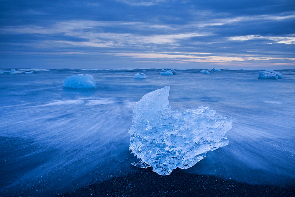 Icebergs on Beach, Jokulsarlon, Iceland, Polar Regions 