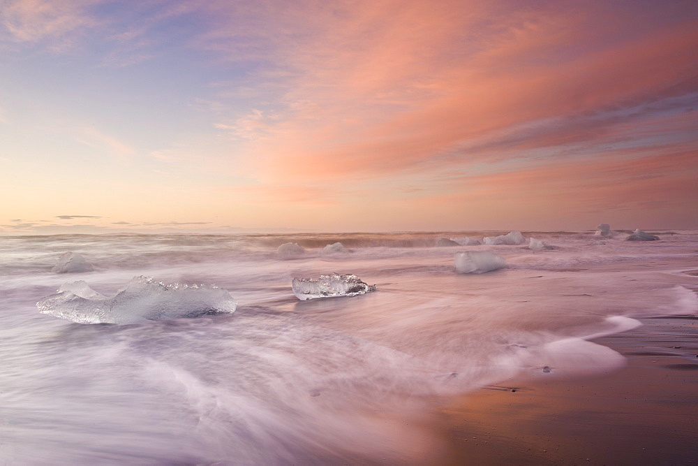 Icebergs on Beach, Jokulsarlon, Iceland, Polar Regions 