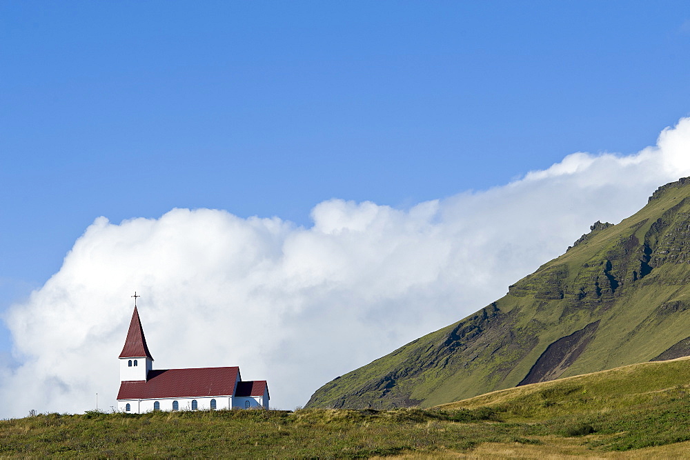 Church on hill, Vik, Iceland, Polar Regions 