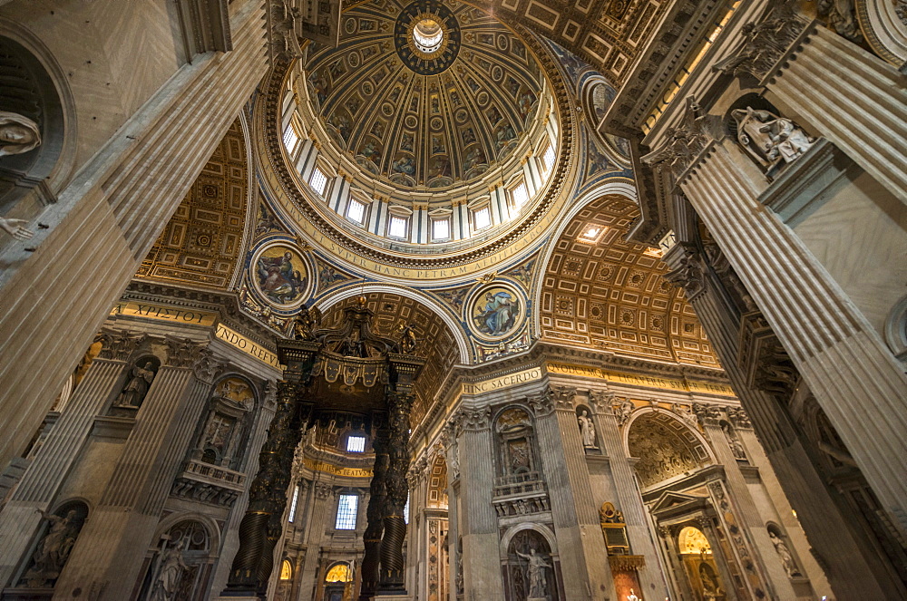 Interior of St. Peter's Basilica, The Vatican City, Vatican, Rome, Lazio, Italy, Europe