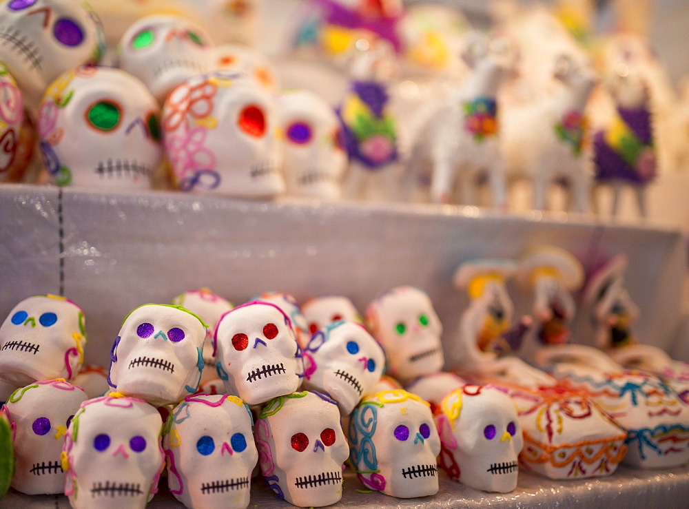 Dia de los Muertos (Day of the Dead)  souvenirs, San Miguel de Allende, Guanajuato, Mexico, North America