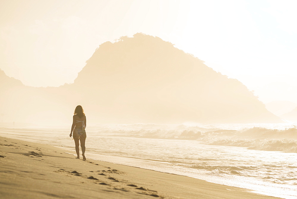 Copacabana Beach at dawn, Rio de Janeiro, Brazil, South America