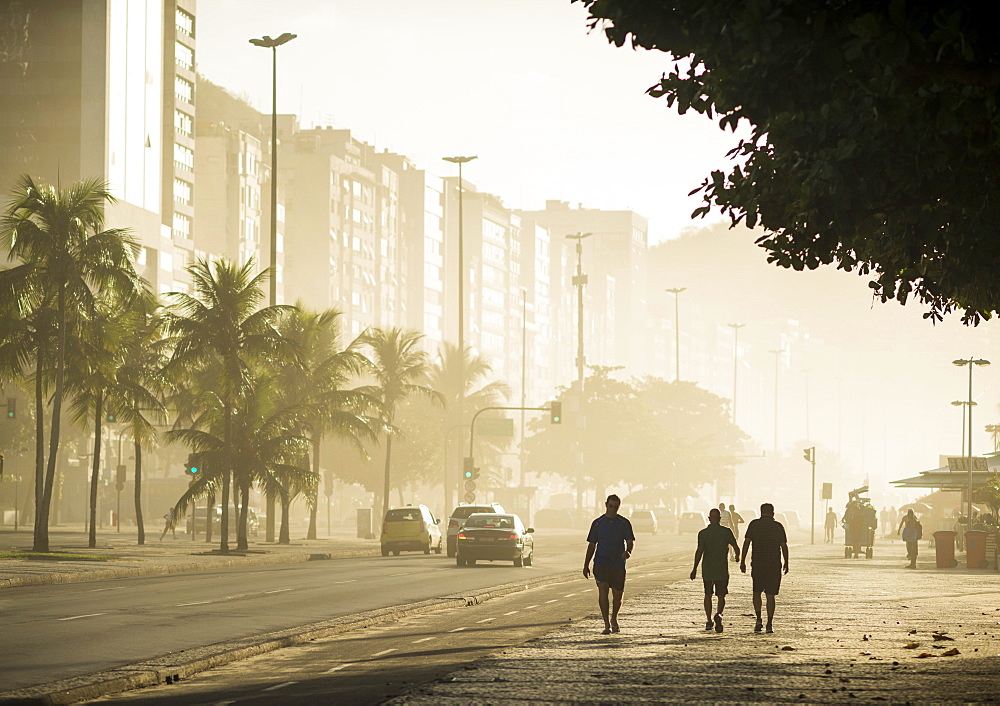 Copacabana Beach at dawn, Rio de Janeiro, Brazil, South America