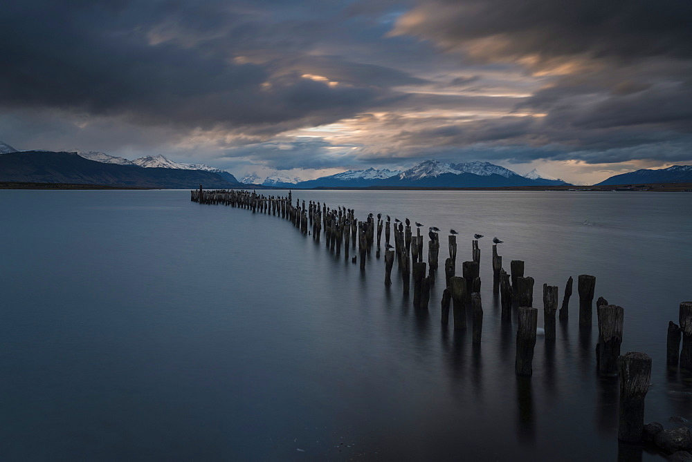 Dusk over The Last Hope Sound, Puerto Natales, Patagonia, Chile, South America