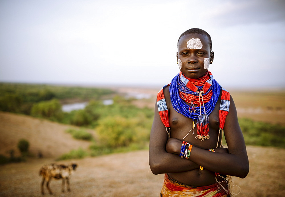 Portrait of Warsha, Kara Tribe, Korcho Village, Omo Valley, Ethiopia, Africa